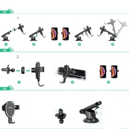 Choetech Gravity Car Wireless Charger Stand 10W - поставка за кола с безжично зареждане за Qi съвместими смартфони (черен) 7
