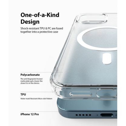 Ringke Fusion Magnetic Case - хибриден кейс с висока степен на защита с MagSafe за iPhone 12, iPhone 12 Pro (прозрачен-мат)  4
