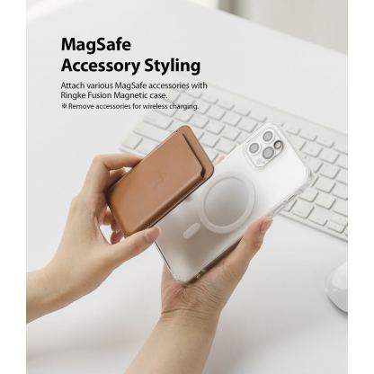 Ringke Fusion Magnetic Case - хибриден кейс с висока степен на защита с MagSafe за iPhone 12, iPhone 12 Pro (прозрачен-мат)  9