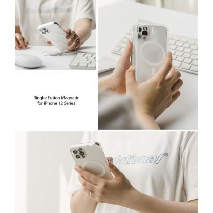 Ringke Fusion Magnetic Case - хибриден кейс с висока степен на защита с MagSafe за iPhone 12, iPhone 12 Pro (прозрачен-мат)  12