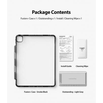 Ringke Fusion Combo Case - удароустойчив хибриден кейс и сгъавема поставка за iPad Pro 11 M1 (2021), iPad Pro 11 (2020) (тъмносив) 11