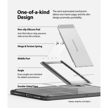 Ringke Fusion Combo Case - удароустойчив хибриден кейс и сгъавема поставка за iPad Pro 12.9 M1 (2021) (тъмносив) 4