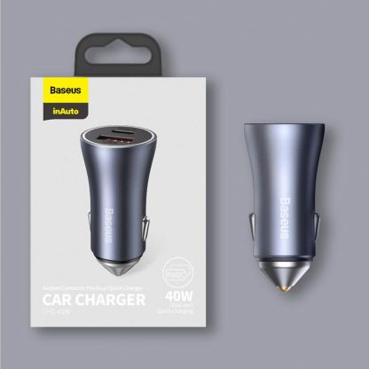 Baseus Golden Contactor Pro Quick Car Charger 2xUSB 40W (CCJD-A0G) - зарядно за кола с 2xUSB-A изхода с технология за бързо зареждане (сив) 20