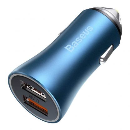 Baseus Golden Contactor Pro Quick Car Charger 2xUSB-А 40W (CCJD-A03) - зарядно за кола с 2xUSB-A изхода с технология за бързо зареждане (син) 3