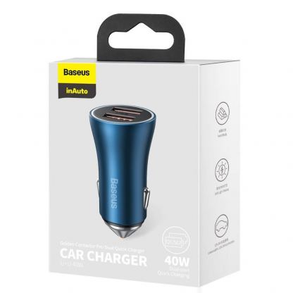 Baseus Golden Contactor Pro Quick Car Charger 2xUSB-А 40W (CCJD-A03) - зарядно за кола с 2xUSB-A изхода с технология за бързо зареждане (син) 4