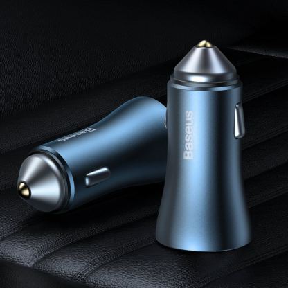 Baseus Golden Contactor Pro Quick Car Charger 40W (CCJD-03) - зарядно за кола с USB-A и USB-C изходи с технология за бързо зареждане (син) 10