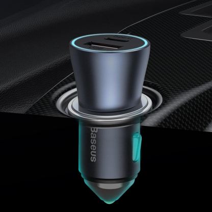 Baseus Golden Contactor Pro Quick Car Charger 40W (CCJD-03) - зарядно за кола с USB-A и USB-C изходи с технология за бързо зареждане (син) 16