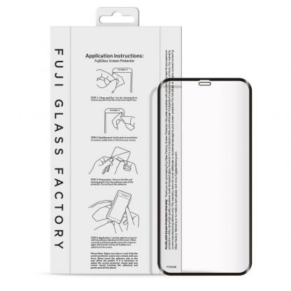 Fuji Curved-to-fit Screen Protector - калено стъклено защитно покритие за дисплея на iPhone 12, iPhone 12 Pro (черен-прозрачен) 2