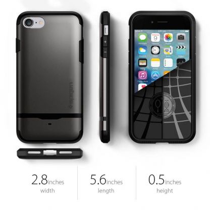 Spigen Flip Armor Case - хибриден кейс с отделение за кр. карти и най-висока степен на защита за iPhone SE (2020), iPhone 8, iPhone 7 (тъмносив) 8