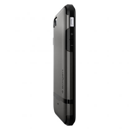 Spigen Flip Armor Case - хибриден кейс с отделение за кр. карти и най-висока степен на защита за iPhone SE (2020), iPhone 8, iPhone 7 (тъмносив) 11