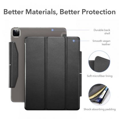 ESR Ascend Trifold Case And Tempered Glass - комплект полиуретанов калъф с поставка и стъклено покритие за iPad Pro 11 M1 (2021), iPad Pro 11 (2020), iPad Pro 11 (2018) (черен) 2