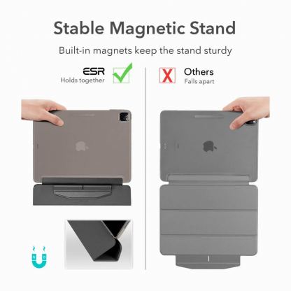 ESR Ascend Trifold Case And Tempered Glass - комплект полиуретанов калъф с поставка и стъклено покритие за iPad Pro 11 M1 (2021), iPad Pro 11 (2020), iPad Pro 11 (2018) (черен) 6