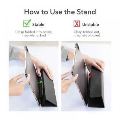 ESR Ascend Trifold Case And Tempered Glass - комплект полиуретанов калъф с поставка и стъклено покритие за iPad Pro 11 M1 (2021), iPad Pro 11 (2020), iPad Pro 11 (2018) (черен) 7