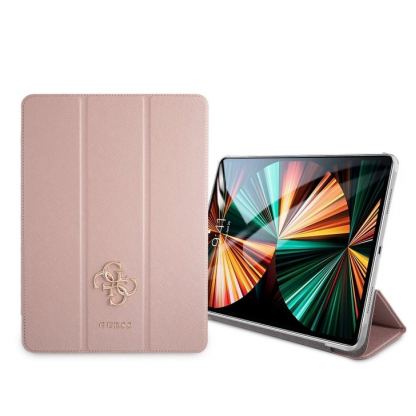 Guess Saffiano Folio Cover - дизайнерски кожен кейс и поставка за iPad Pro 11 M1 (2021), iPad Pro 11 (2020), iPad Pro 11 (2018) (розов)