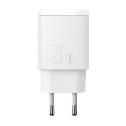 Baseus Compact USB & USB-C QC 3.0 Wall Charger 20W (CCXJ-B02) - захранване за ел. мрежа с USB и USB-C изходи и технология за бързо зареждане (бял) 2
