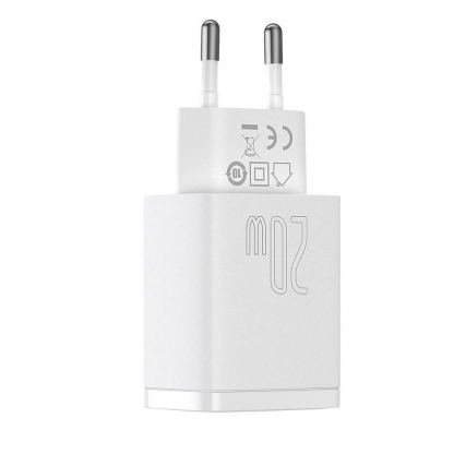 Baseus Compact USB & USB-C QC 3.0 Wall Charger 20W (CCXJ-B02) - захранване за ел. мрежа с USB и USB-C изходи и технология за бързо зареждане (бял) 3