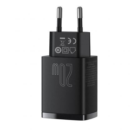 Baseus Compact USB & USB-C QC 3.0 Wall Charger 20W (CCXJ-B01) - захранване за ел. мрежа с USB и USB-C изходи и технология за бързо зареждане (черен) 4