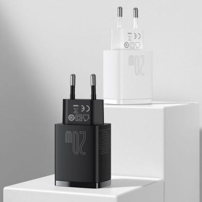 Baseus Compact USB & USB-C QC 3.0 Wall Charger 20W (CCXJ-B01) - захранване за ел. мрежа с USB и USB-C изходи и технология за бързо зареждане (черен) 7