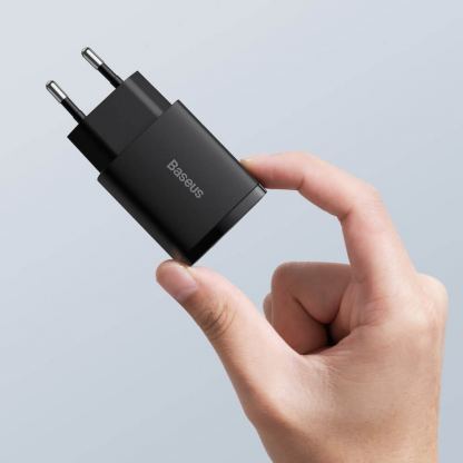 Baseus Compact USB & USB-C QC 3.0 Wall Charger 20W (CCXJ-B01) - захранване за ел. мрежа с USB и USB-C изходи и технология за бързо зареждане (черен) 8