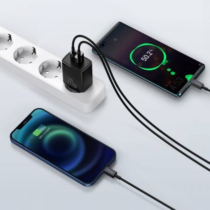 Baseus Compact USB & USB-C QC 3.0 Wall Charger 20W (CCXJ-B01) - захранване за ел. мрежа с USB и USB-C изходи и технология за бързо зареждане (черен) 9
