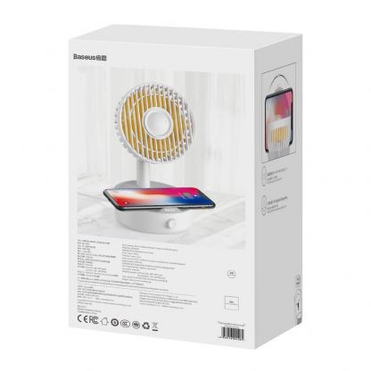Baseus Hermit 2in1 Desktop Wireless Charger With Oscillating Fan - поставка (пад) за безжично зареждане (10W) и настолен вентилатор за Qi съвместими устройства (бял) 6