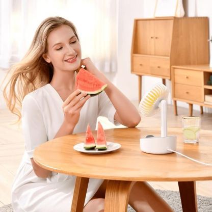 Baseus Hermit 2in1 Desktop Wireless Charger With Oscillating Fan - поставка (пад) за безжично зареждане (10W) и настолен вентилатор за Qi съвместими устройства (бял) 14