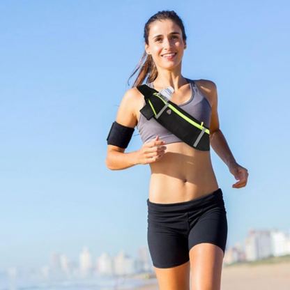 Ultimate 4-pocket Running Belt - универсален спортен калъф за кръста с 4 джоба за смартфони (черен) 20
