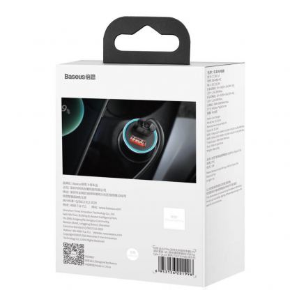 Baseus Golden Contactor Pro Quick Car Charger 40W (TZCCJD-A0G) - зарядно за кола с два USB изхода, технология за бързо зареждане и USB-A към USB-C кабел (тъмносив) 19