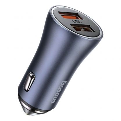 Baseus Golden Contactor Pro Quick Car Charger 40W (TZCCJD-A0G) - зарядно за кола с два USB изхода, технология за бързо зареждане и USB-A към USB-C кабел (тъмносив) 22