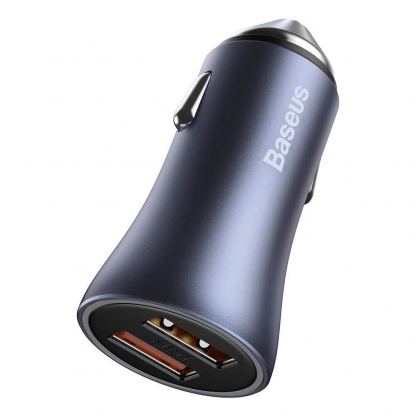 Baseus Golden Contactor Pro Quick Car Charger 40W (TZCCJD-A0G) - зарядно за кола с два USB изхода, технология за бързо зареждане и USB-A към USB-C кабел (тъмносив) 23
