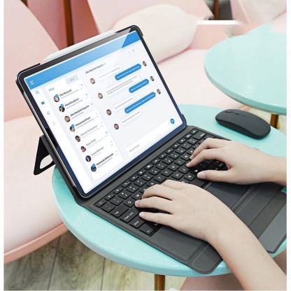 Dux Ducis Wireless Touchpad Keyboard Case - полиуретанов калъф, клавиатура, тракпад и поставка за iPad Pro 12.9 (2020), iPad Pro 12.9 (2018) (черен) 13