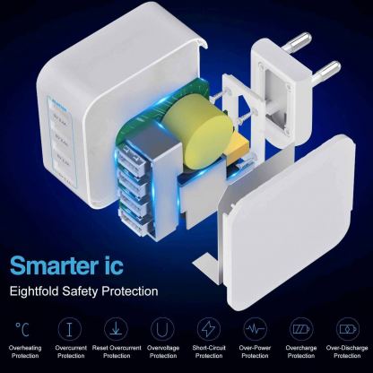 TeckNet U10333 USB Power Adapter - захранване за ел. мрежа с 4xUSB-A изхода (бял) 4