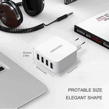 TeckNet U10333 USB Power Adapter - захранване за ел. мрежа с 4xUSB-A изхода (бял) 7