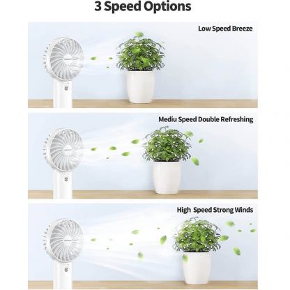 TeckNet Mini Handheld Fan - преносим мини вентилатор с презареждаема батерия (бял) 3