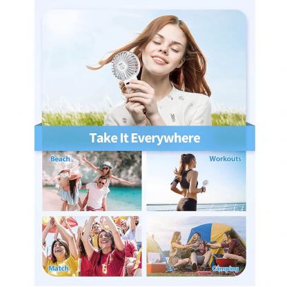 TeckNet Mini Handheld Fan - преносим мини вентилатор с презареждаема батерия (бял) 7