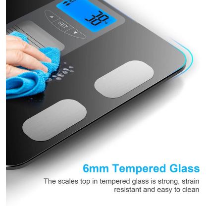 TechRise Smart Body Fat Scale - безжичен кантар за измерване на тегло, телесна маса, мазнини и др. (черен) 2