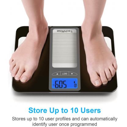 TechRise Smart Body Fat Scale - безжичен кантар за измерване на тегло, телесна маса, мазнини и др. (черен) 3