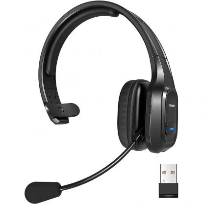 TeckNet Bluetooth On-Ear Noise Cancelling Headset - безжична блутут слушалка с управление на звука и микрофон за мобилни устройства (черен)