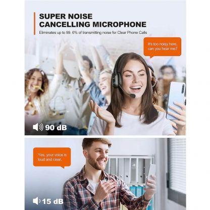 TeckNet Bluetooth On-Ear Noise Cancelling Headset - безжична блутут слушалка с управление на звука и микрофон за мобилни устройства (черен) 2