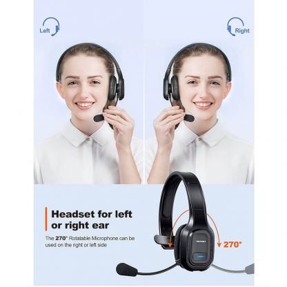 TeckNet Bluetooth On-Ear Noise Cancelling Headset - безжична блутут слушалка с управление на звука и микрофон за мобилни устройства (черен) 3