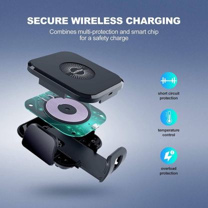 TechRise Wireless Car Charger 10W & Air Vent Holder - поставка за радиатора на кола с безжично зареждане за Qi съвместими смартфони (черен) 6