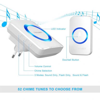 TeckNet HDW01878WU01 (WA878) Plug-In Wireless Doorbell -  безжичен звънец за входна врата (бял)  5