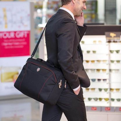 Ellehammer Briefcase Bag - полиестерна чанта за преносими компютри до 15.4 инча (черна) 7