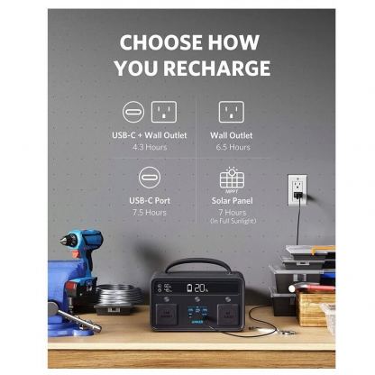 Anker PowerHouse II 400 AC Power Bank 300W - мощна външна батерия с 2 x AC (220V за ел. мрежа), USB-C, 3 x USB-A изходи и гнездо за кола (черен) 7