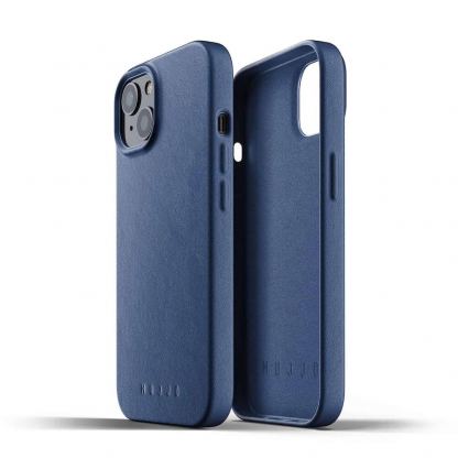 Mujjo Full Leather Case - кожен (естествена кожа) кейс за iPhone 13 (син) 2