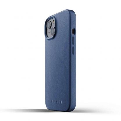 Mujjo Full Leather Case - кожен (естествена кожа) кейс за iPhone 13 (син) 3