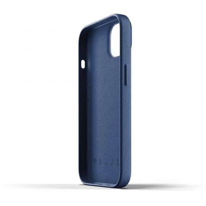 Mujjo Full Leather Case - кожен (естествена кожа) кейс за iPhone 13 (син) 5