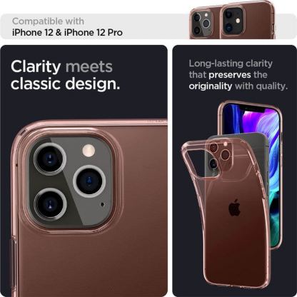 Spigen Crystal Flex Case - тънък качествен силиконов (TPU) калъф за iPhone 12 Pro Max (розов)  8