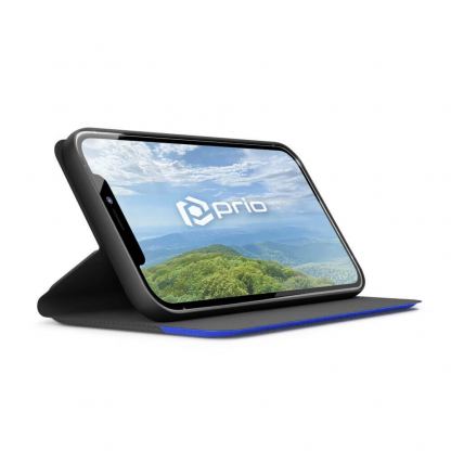 Prio Book Case - кожен калъф с поставка за iPhone 13 Pro (черен-син) 4