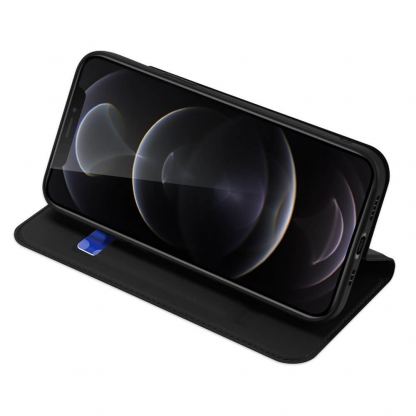 Dux Ducis Skin Pro Case - кожен калъф с поставка и отделение за кр. карти за iPhone 13 Pro Max (черен) 5